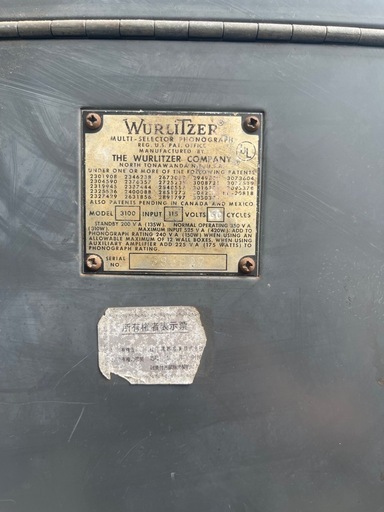 【1966～1967年】WURLITZER ワーリッツァー3100
