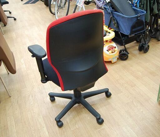 OAチェア 幅63×奥65×高99～107cm 布製 昇降可能 キャスター付き レッド オフィスチェア PCチェア パソコンチェア 札