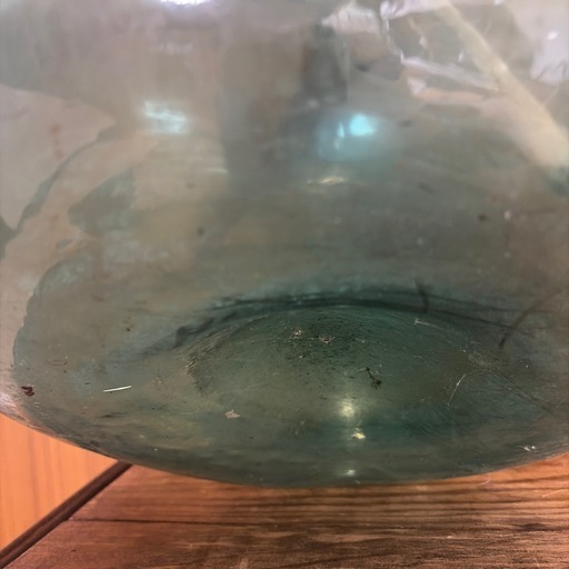 デミジョンボトル青緑色ガラス瓶ヴィンテージ古道具アンティーク昭和レトロビンDemijohn