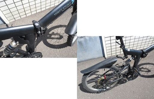 20インチ  折りたたみ自転車 THREE STONE  ブラック AIJYLI 6段変速 ライト/ベル/6段切替 札幌 北20条店  アイジュサイクル 折りたたみ自転車 20インチ シマノ 6段ギア 折り畳み 