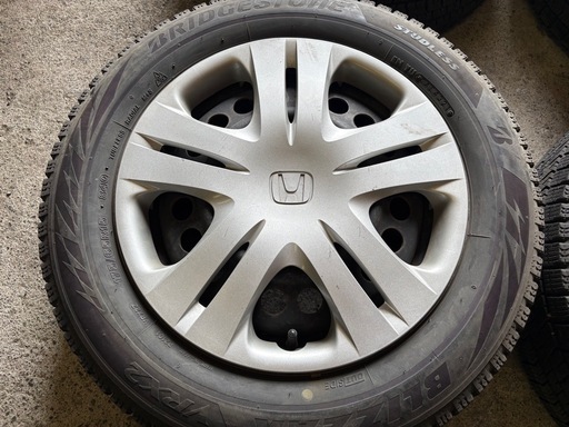 ホンダ純正スチールホイール冬タイヤセット BS VRX2 175/65R15 4本 8分山以上 2021年製 フィットなどに