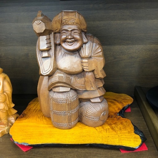 【ドリーム川西店御来店限定】 ☆ジモティー見たよ♪割引☆一刀彫　大黒天様　台付 ／クリーニング済み【99560000070834】