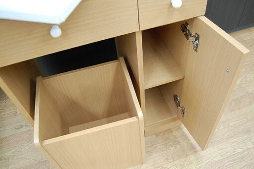 【商談中】 収納付き ドレッサー 幅60×奥42×高150.5cm 椅子付き ライトブラウン系 鏡台 化粧台 ドレッシングテーブル 札
