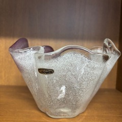 CROWN　ガラス製　花瓶　フラワーベース　パープル系　気泡入り　レトロの画像