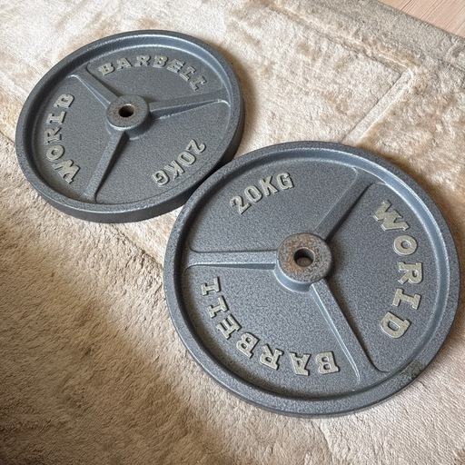 【商談中】アイアンプレート2枚セット　穴径28〜30ｍｍ　20kg（P20000） 格闘技 空手 筋トレ 器具 フィットネス