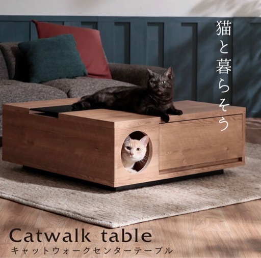 LOWYA】猫が通り抜けられるテーブル (ひなの) 相模大野のテーブル《座