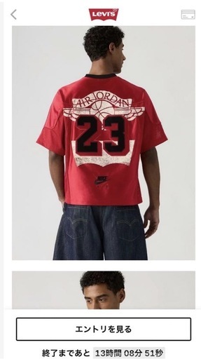 【定価29,000 】 Nike AIR Jordan x LEVI'S Red Jersey Tops Red エア　 ジョーダン　