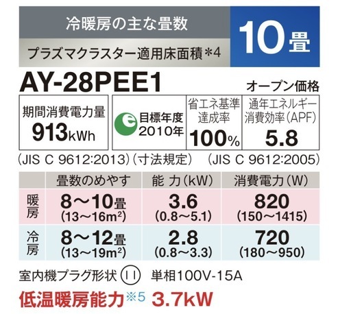 SHARP エアコン(2022年製)【10畳用】取外し済