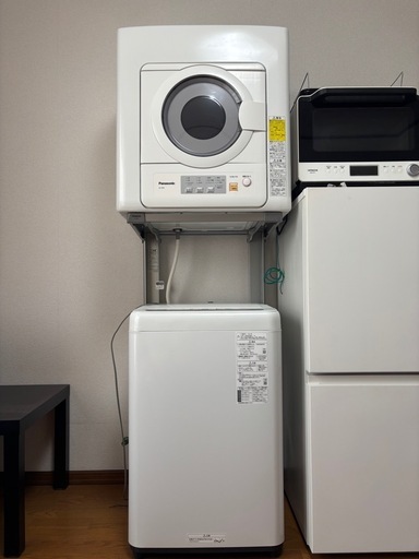 【値引交渉可能】✨ Panasonic製の洗濯機、衣類乾燥機、直付けユニット台の3点セット