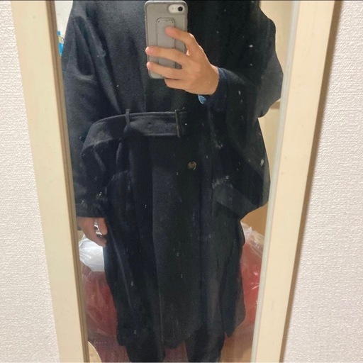 Ellno Loset エルノロゼット 黒のトレンチコート ベルト付 Lサイズ
