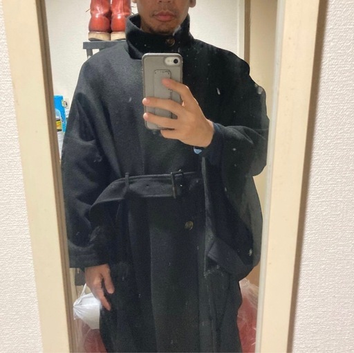 Ellno Loset エルノロゼット 黒のトレンチコート ベルト付 Lサイズ