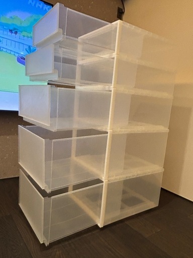 【美品】無印良品 ポリプロピレン　クローゼットケース5段セット（キャスター付き）