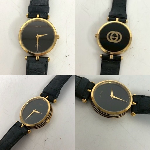 GUCCI グッチ 腕時計 クォーツ ヴィンテージ ブラック 黒 ゴールド 金
