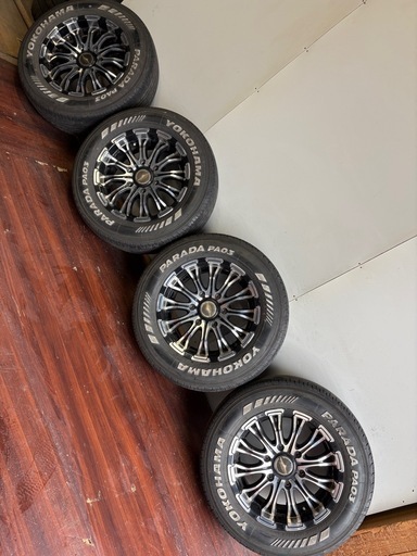 ロクサーニバトルシップ16インチホワイトレター付きアルミ☆215/65/16夏ヨコハマ車検対応