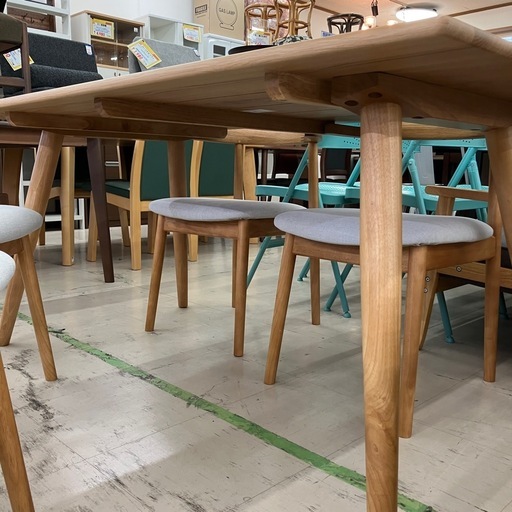 未使用展示品　光グローバル　天然無垢材オーク　ダイニング5点セット　公田店