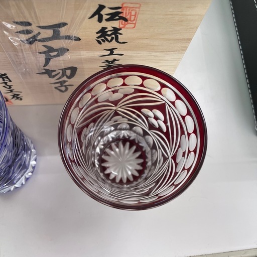 ☆ドリーム荒牧店☆ジモティー割引有☆ 江戸切子/彩鳳/タンブラーペアセット/箱あり