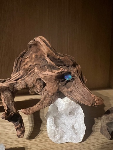 【鉱木アート作品】オパール➕流木