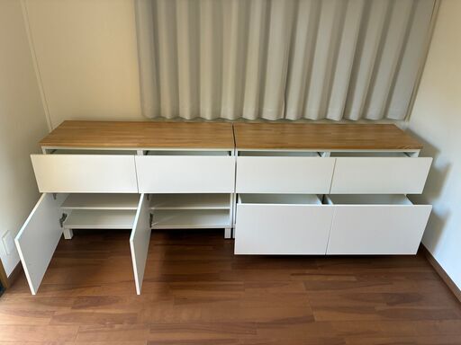 IKEA BESTÅ 収納キャビネット 2台セット】タモ集成材天板付き 【公式通販】