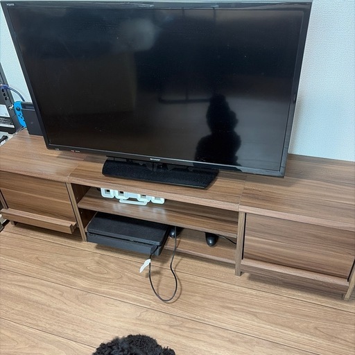テレビ台、テレビ、ソファ、サイドテーブルセット
