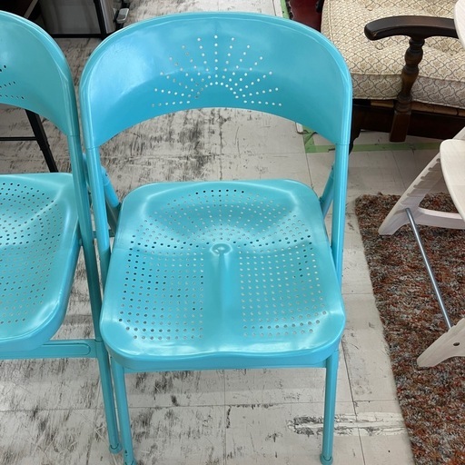 中古品　IKEA イケア　フローデ　廃盤モデル　グリーン　折り畳みチェア　二脚セット　公田店　2番
