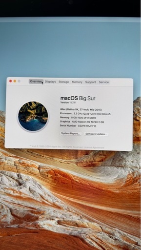 Apple iMac Retina 5K 27インチ Mid 2015 8GB/1TB 動作良好