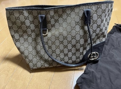GUCCI グッチ トートバッグ GGキャンバス レザー 茶色 ブラウン