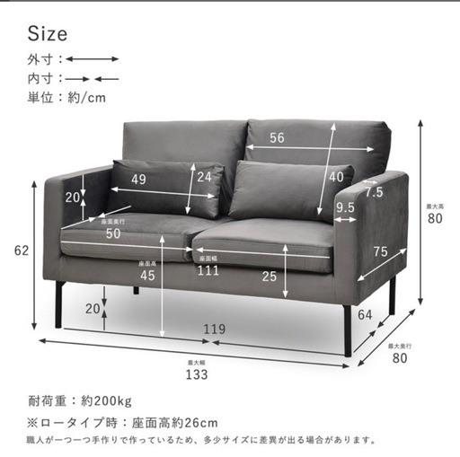 2人掛けソファー 楽天【値下げ交渉OK】