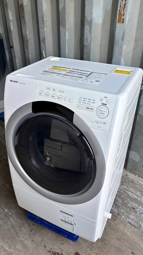 ??美品2024年SHARP　シャープ　ES-S7J-WL?? ドラム式洗濯機乾燥　コンパクト　マンション　サイズ　洗濯7kg乾燥3k