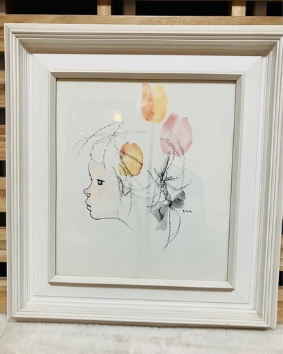 いわさきちひろ　額縁絵画3点セット いわさきちひろ絵画額縁付きとポストフレーム3点 (ひろまさ) 今福鶴見