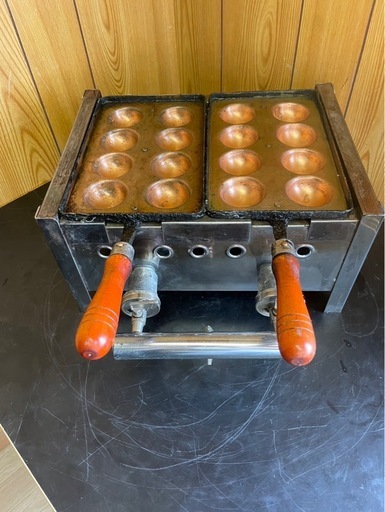 業務用 たこ焼き器 2蓮8穴 16穴 銅たこ焼き器 LPガス プロパン 専用 業務用 ガス式 銅板製 たこ焼き 銅たこ焼き 明石焼き 