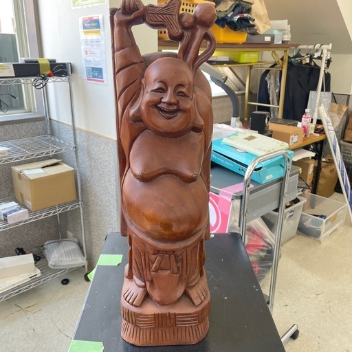 店2606-675 七福神 布袋様 木彫り 置物 縁起物 開運 傷汚れあり (激安