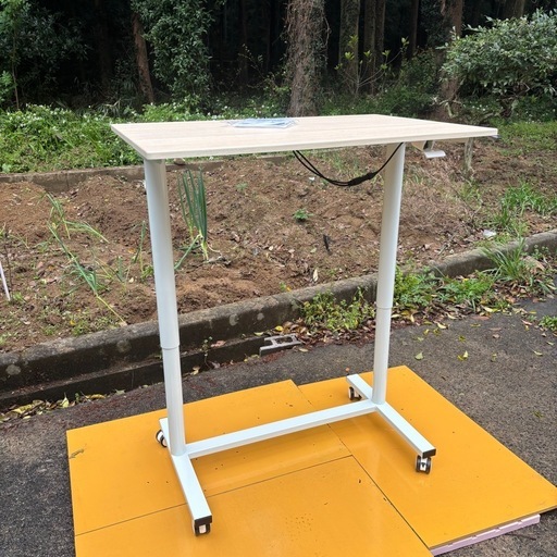 ?福岡市配送設置無料?　【美品】タンスのゲン CG30 昇降テーブル＆回転チェアセット 幅90cm 昇降式デスク