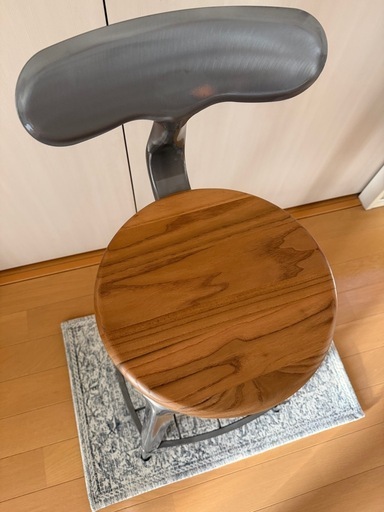 バーチェア フットレスト付 本革調 カフェ 丸タイプ 座面高さ60cm LC カフェスタイル バーチェア 木目調