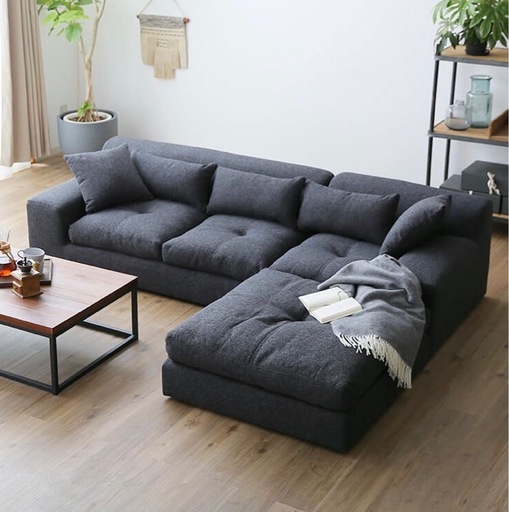 Lowya ほぼ新品！ダークグレー 3人掛け コーナーソファ カウチソファ