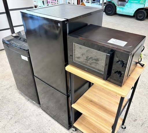 ? 配達OK / ? 夜間対応OK / ?️ 設置OK / ?️ 保証あり / ? 当日支払いOK ✨ おしゃれブラック家電3点セット