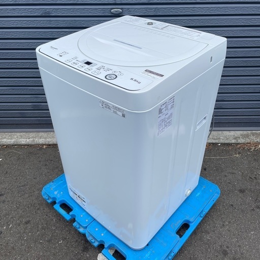 【引取先決定】SHARP/シャープ 全自動電気洗濯機 ES-GE5G-W 2022年製 5.5kg 動作品