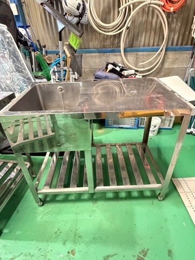 【業務用】ステンレス一槽シンク 作業台付き 厨房機器