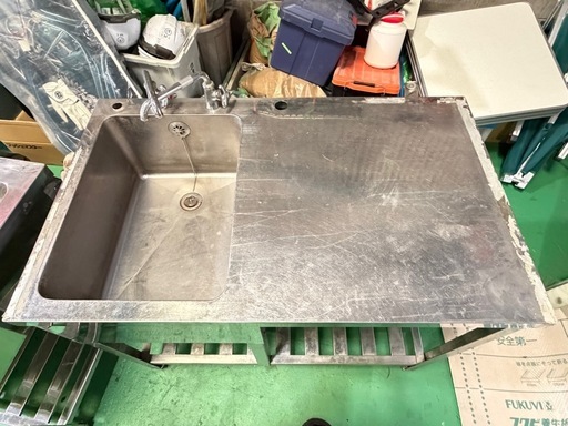 【業務用】ステンレス一槽シンク 作業台付き 厨房機器