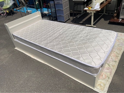 三栄コーポレーション　SANYEI　収納付　シングルベッド　マットレス付　全長2070×幅970×高さ660　中古　③