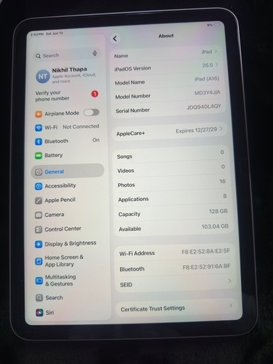 Apple ipad (A16)