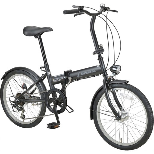 【定価約3万円】未使用品 キャプテンスタッグ 20インチ折りたたみ自転車 6段変速 オートライト付