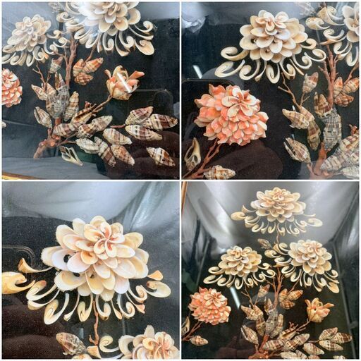 アンティークレトロ壁掛け木製品貝殻細工 ❗️✨貝細工の華やかなシェルアート✨❗️】壁掛けインテリア シェル
