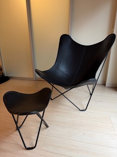 【定価25万美品セット】Cuero/BKF chair バタフライチェアとフラインググース
 レビューで特典プレゼント》フットレストSET cuero BKF Chair 