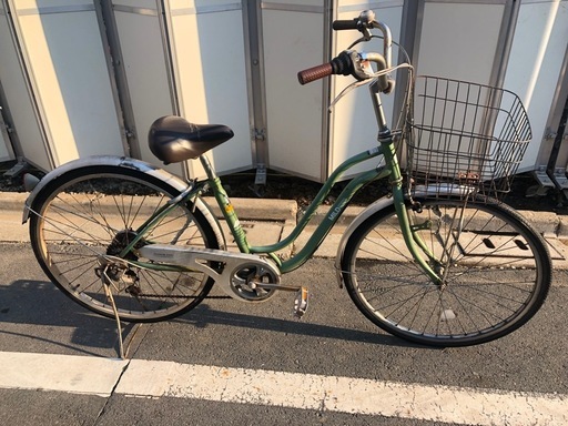 本日可能！　26インチ 6段変速 グリーン×シルバー ママチャリ