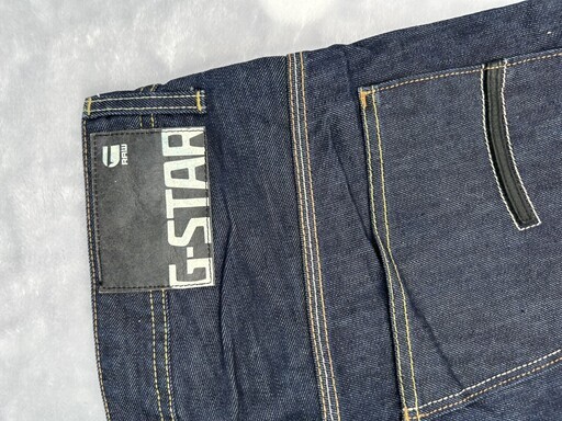 G-STAR RAW ジースターロウ デニム W34 REIFF インディゴ レザーポケット ギリシャ製 ストレート ダークウォッシュ