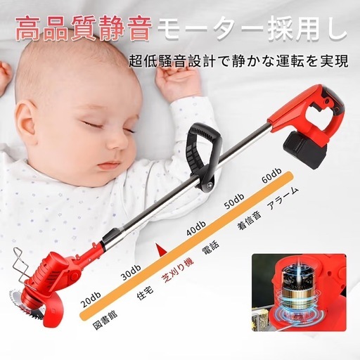 新品　草刈り機 新品 草刈り機 芝刈機 充電式 強力電動草刈機 補助車輪付 伸縮式 
