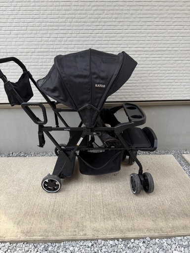 美品KATOJI 2人でゴーベビーカー　ブラック　2人乗りベビーカー