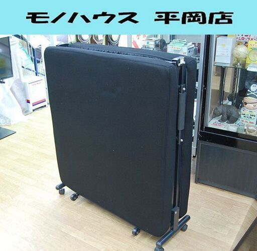 折りたたみベッド 幅89×奥208×高33cm シングル ブラック メッシュ キャスター付き 折りベッド  札幌市 清田区 平岡 折りたたみベッド シングル キャスター付き YAMAZEN(山善) 【通販 