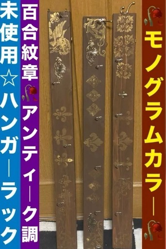 モノグラムカラー♦️ロココ♦️便利なハンガーレールフック♦️服掛け インテリア♦️未使用♦️配達可能♦️小物、帽子掛け付き
