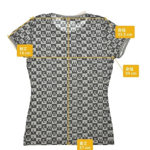 FENDI フェンディ ロゴ総柄 半袖 カットソー Tシャツ サイズ44 グレー ストレッチ トップス レディース ブランド アパレル